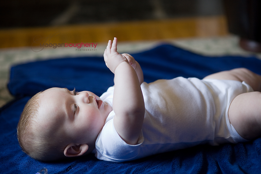 Jasper looking at his hands