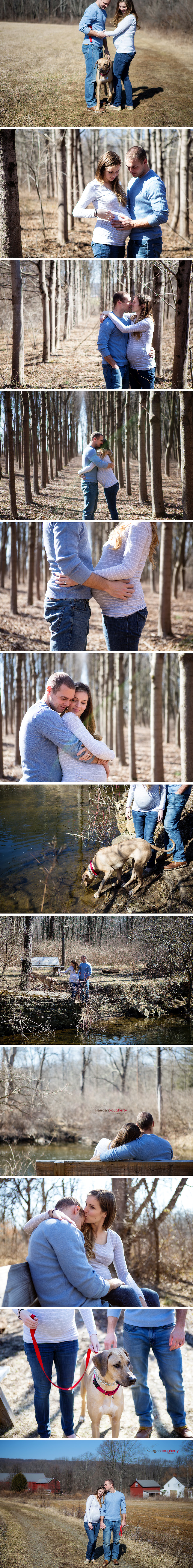 A New Jersey couple expecting their first baby has a documentary maternity photo session in their home and a park near their house, with their cat and dog, while they get their daughter